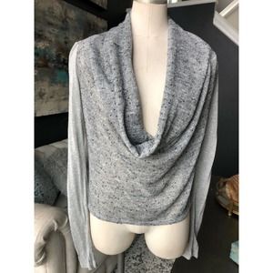 Ella Moss Draped Neck Speckled Front Knit Top XS